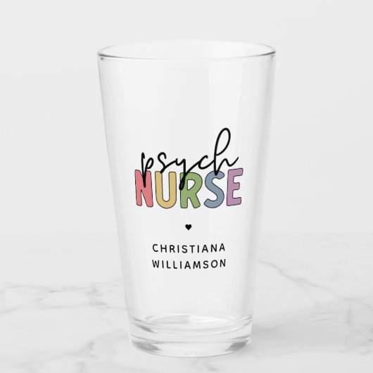 Individuelle Name Psych Nurse | Psychiatrische Kra Glas (Vorderseite)