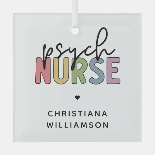 Individuelle Name Psych Nurse | Psychiatrische Kra Ornament Aus Glas (Vorderseite)