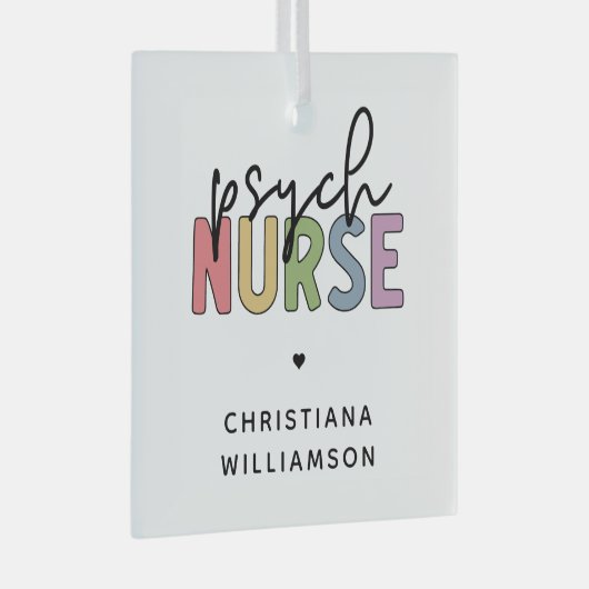 Individuelle Name Psych Nurse | Psychiatrische Kra Ornament Aus Glas (Vorderseite Rechts)