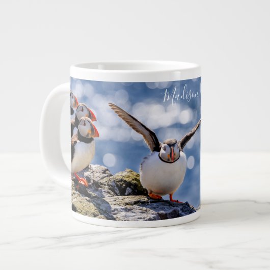 Individuelle Name Puffins jumbo Tasse (Vorderseite Links)