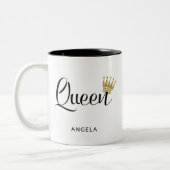 individuelle Name Queen mit Kronpaar Zweifarbige Tasse (Links)