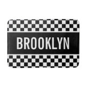 Individuelle Name Racing Checkerboard Muster Class Badematte (Vorderseite)