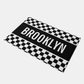 Individuelle Name Racing Checkerboard Muster Class Fußmatte (Schrägansicht)