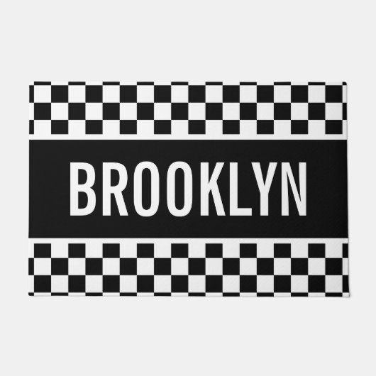 Individuelle Name Racing Checkerboard Muster Class Fußmatte (Vorderseite)