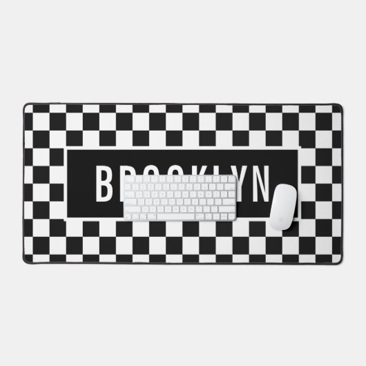 Individuelle Name Racing Checkerboard Muster Class Schreibtischunterlage (Tastatur & Maus)