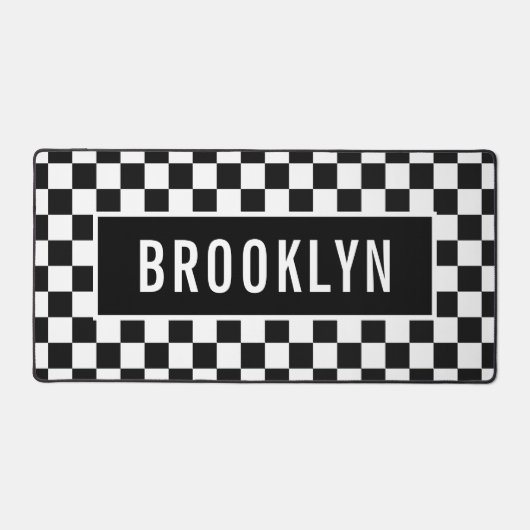 Individuelle Name Racing Checkerboard Muster Class Schreibtischunterlage (Vorderseite)