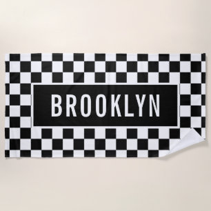 Individuelle Name Racing Checkerboard Muster Class Strandtuch