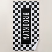 Individuelle Name Racing Checkerboard Muster Class Strandtuch (Vorderseite)