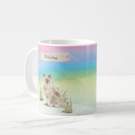 Individuelle Name Ragdoll Cat Pet Kaffeetasse (Vorderseite Links)