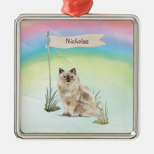 Individuelle Name Ragdoll Cat Pet Ornament Aus Metall (Vorne)