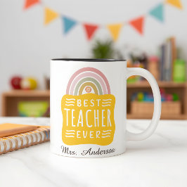 Individuelle Name Rainbow Bester Lehrer je Wertsch Zweifarbige Tasse