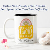 Individuelle Name Rainbow Bester Lehrer je Wertsch Zweifarbige Tasse