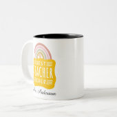 Individuelle Name Rainbow Bester Lehrer je Wertsch Zweifarbige Tasse (Vorderseite Links)