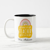 Individuelle Name Rainbow Bester Lehrer je Wertsch Zweifarbige Tasse (Links)