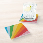 Individuelle Name-Rainbow-Farben Glasuntersetzer (Schrägansicht)