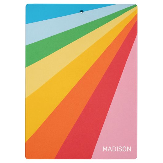 Individuelle Name-Rainbow-Farben Klemmbrett (Rückseite)