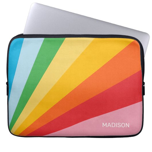 Individuelle Name-Rainbow-Farben Laptopschutzhülle (Vorderseite)