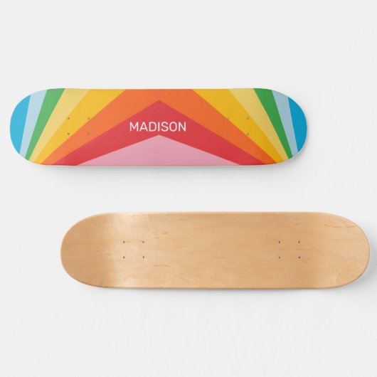 Individuelle Name-Rainbow-Farben Skateboard (Horizontal)
