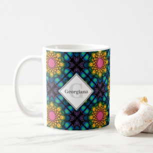 Individuelle Name Rainbow Floral Fountain Diamond Kaffeetasse