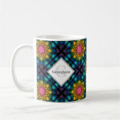 Individuelle Name Rainbow Floral Fountain Diamond Kaffeetasse (Links)