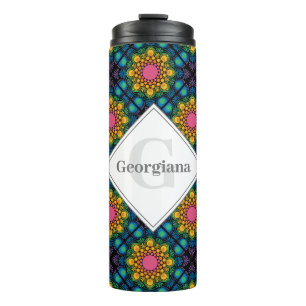 Individuelle Name Rainbow Floral Fountain Diamond  Thermosbecher