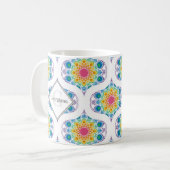 Individuelle Name Rainbow Floral Mandala Retro Oge Kaffeetasse (Vorderseite Links)