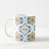 Individuelle Name Rainbow Floral Mandala Retro Oge Kaffeetasse (Links)