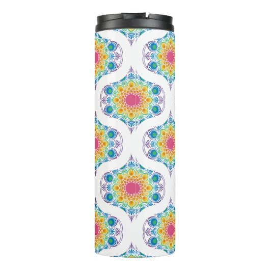 Individuelle Name Rainbow Floral Mandala Retro Oge Thermosbecher (Rückseite)
