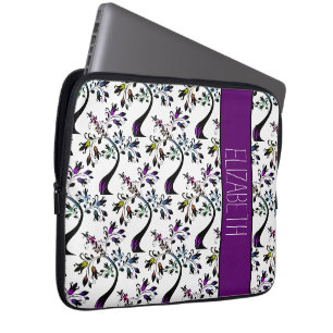 Individuelle Name Rainbow Floral Tree Abstraktes M Laptopschutzhülle