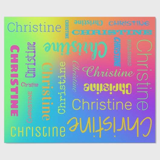 Individuelle Name Rainbow Geschenkpapier (Flach)