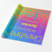 Individuelle Name Rainbow Geschenkpapier (Ungerollt)
