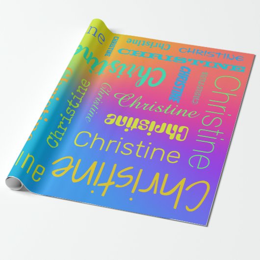 Individuelle Name Rainbow Geschenkpapier (Ungerollt)