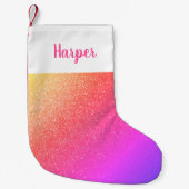 Individuelle Name Rainbow Glitzer Kleiner Weihnachtsstrumpf (Vorderseite)