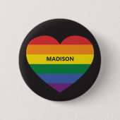 Individuelle Name Rainbow Heart Button (Vorderseite)