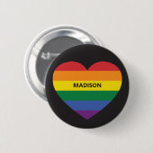 Individuelle Name Rainbow Heart Button (Vorne & Hinten)