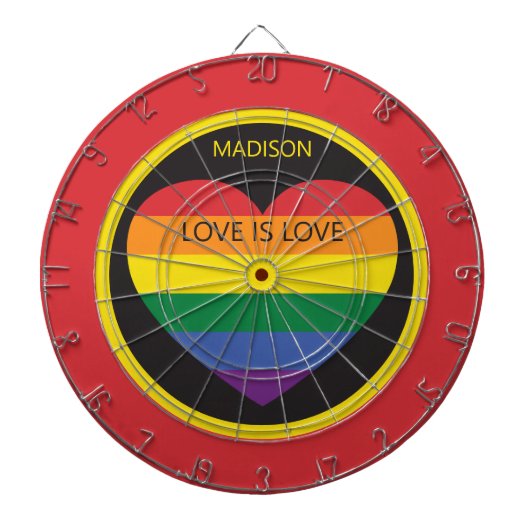 Individuelle Name Rainbow Heart Dartscheibe (vorne)