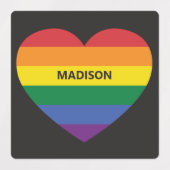 Individuelle Name Rainbow Heart Etiketten (Design 1)