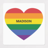 Individuelle Name Rainbow Heart Etiketten (Design 2)