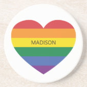Individuelle Name Rainbow Heart Getränkeuntersetzer (Vorne)
