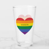 Individuelle Name Rainbow Heart Glas (Vorderseite)