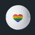 Individuelle Name Rainbow Heart Golfball<br><div class="desc">Sehen Sie in meinem Shop für mehr Regenbogen / Stolz-Artikel.</div>
