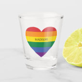 Individuelle Name Rainbow Heart Schnapsglas (Vorderseite)