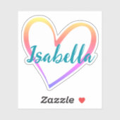 Individuelle Name Rainbow Heart Shape Design Stilv Aufkleber (Blatt)