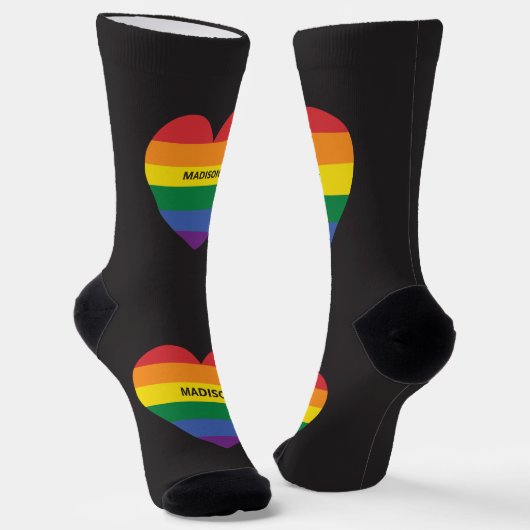 Individuelle Name Rainbow Heart Socken (Gewinkelt)