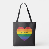 Individuelle Name Rainbow Heart Tasche (Rückseite)