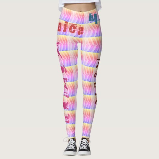 Individuelle Name Rainbow Leggings (Vorderseite)