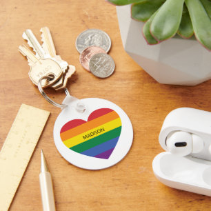 Individuelle Name Rainbow Liebe Schlüsselanhänger