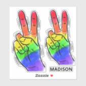 Individuelle Name Rainbow Peace Aufkleber (Blatt)