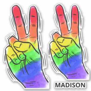 Individuelle Name Rainbow Peace Aufkleber