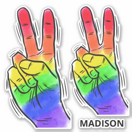 Individuelle Name Rainbow Peace Aufkleber (Vorderseite)